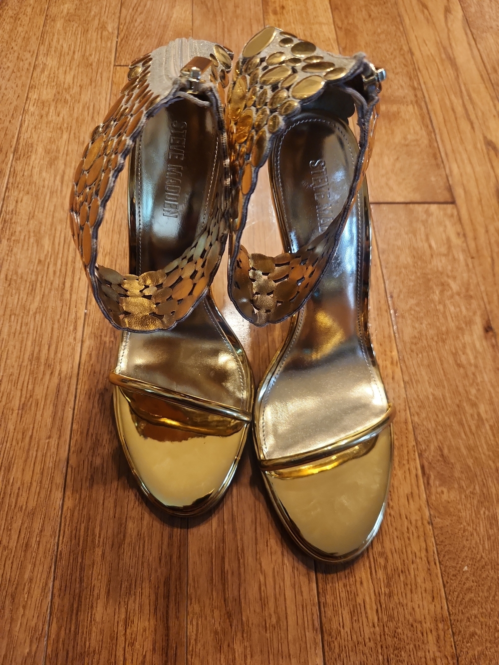 Steve Madden Size 11 Gold Metallic Cuff High Heel Sandals